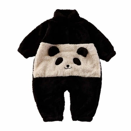 

Lovskoo 2024 Infant Toddler Baby Girl Boy Outfits Long Sleeve Flannel Fleece Bodysuit Winter Warm Cute Cartoon Comfy Fluffy Romper for 0-24M Black