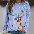 thumbnail image 1 of Chandail en Molleton de Noël pour Femmes 2023 Hiver Sexy Col Rond Imprimé Manches Longues Blouse Régulière en Solde, 1 of 6
