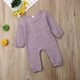 thumbnail image 2 of Mialoley Baby Romper, Col Rond à Manches Longues, Côtelé, Couleur Unie, 2 of 7