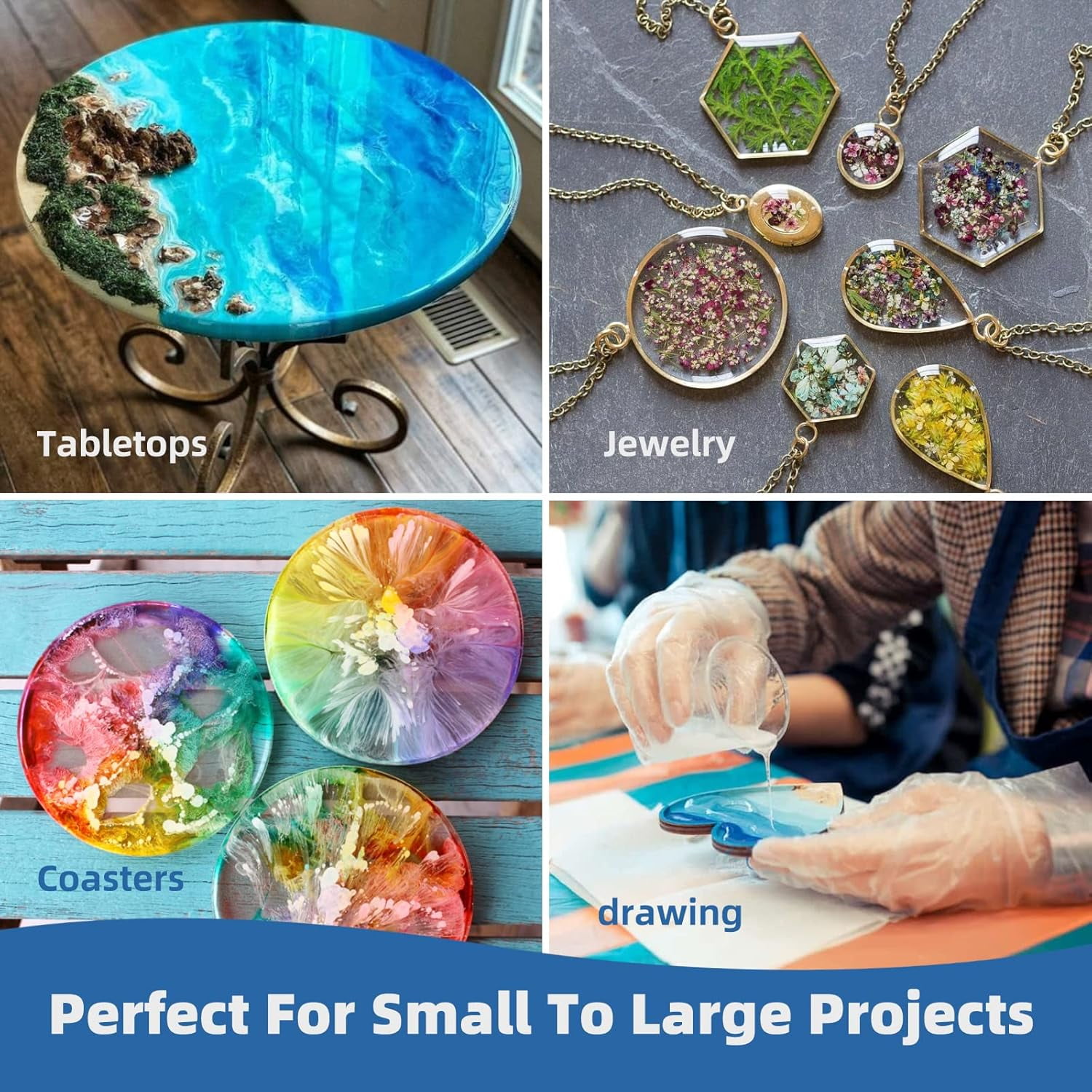 312OZ Epoxy Resin Kit，With 1 2luminous power Crystal Clear Epoxy Resin, Strong, Bubble-Free, Anti-Yellowing Art Resin That, Suitable for Casting, DIY, Molds, Jewelry, Easy to Mix 1:1 Ratio