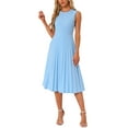 thumbnail image 2 of INSPIRE CHIC Women's Sleeveless Pleated Ruffle Hem Crew Neck Tank Knitted Elegant Midi Dress XL Light Blue, 2 of 6