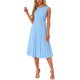 thumbnail image 2 of Vestido midi elegante de punto sin mangas con volantes y dobladillo plisado de INSPIRE CHIC M Azul claro, 2 of 6