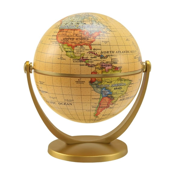 WUSUOWEI 1PC Antique Globe,3.9Inch,Educational, Modern Map In Vintage Color,Geographic,Modern Desktop Decoration,Stainless Steel Arc and Base,Decor for School,Home,Classroom,Birthday Gift