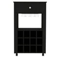 thumbnail image 4 of Black Coffee Cart with 12 Bottle Racks and Open Shelf - Accessible Display in Home, 4 of 5