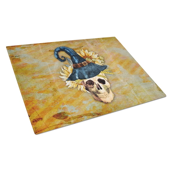 Day of the Dead Witch Skull Glass Cutting Board Large