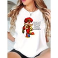 thumbnail image 1 of Camisetas de verano para mujer, con estampado, lindo, holgadas, atléticas, de manga corta, casual, 2025Cartoon & Slogan Print Comfy T-Shirt, Round Neck Short Sleeve Sports Tee, Women's Activewear, L, 1 of 6