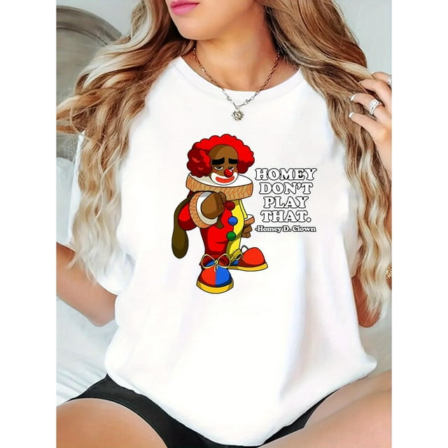 Camisetas de verano para mujer, con estampado, lindo, holgadas, atléticas, de manga corta, casual, 2025Cartoon & Slogan Print Comfy T-Shirt, Round Neck Short Sleeve Sports Tee, Women's Activewear, L