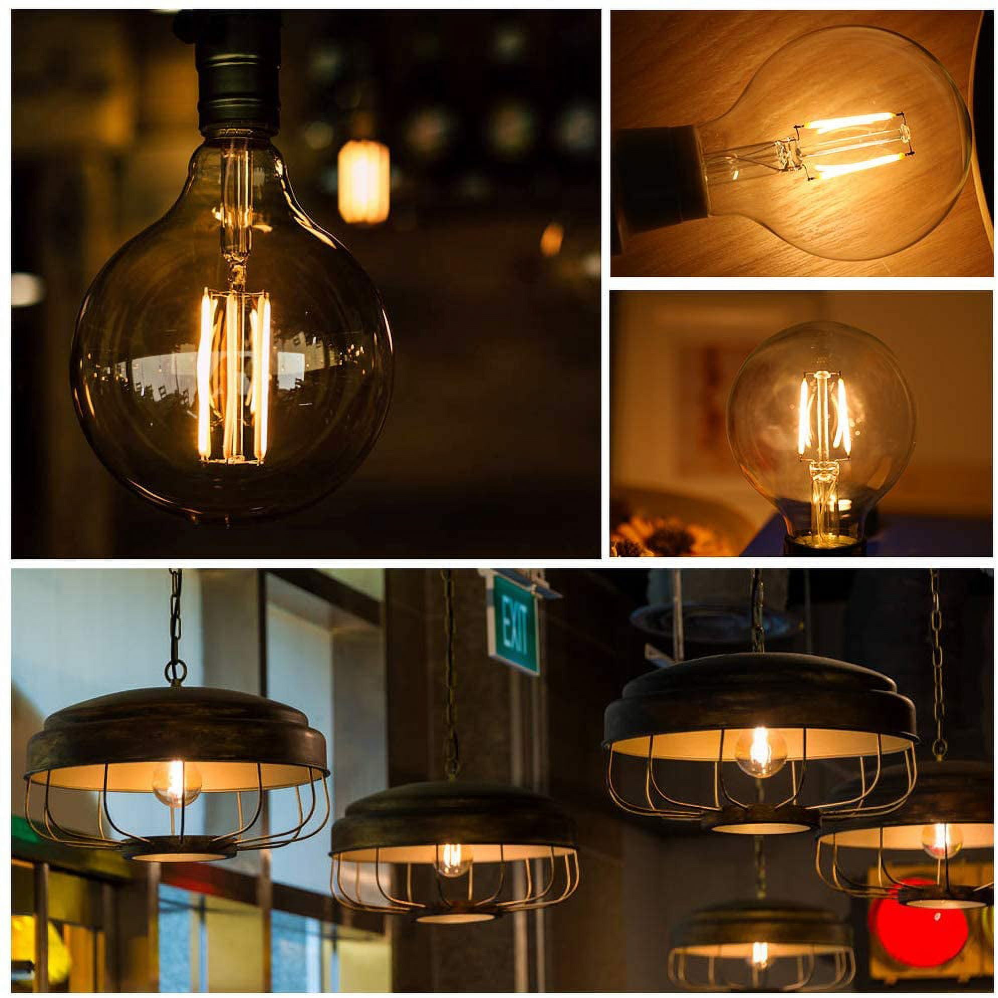 ENERGETIC Dimmable Vintage Edison LED Vanity Globe Light Bulb, 40 Watt Equivalent, 2700K for Bathroom Mirror, E26 Base, UL Listed, Christmas Thanksgiving Decorations, 12 Pack