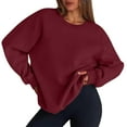 thumbnail image 2 of Women’s Fashion Crewneck Pullover Sweatshirt – Classic Long Sleeve Solid Color Casual Top Wine, 2 of 4