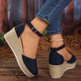 thumbnail image 4 of Closed Toe Espadrilles for Women Platform Wedge Sandals Comfortable Suede Ankle Strap Dressy Wedges Heels Blue Size 9, 4 of 7