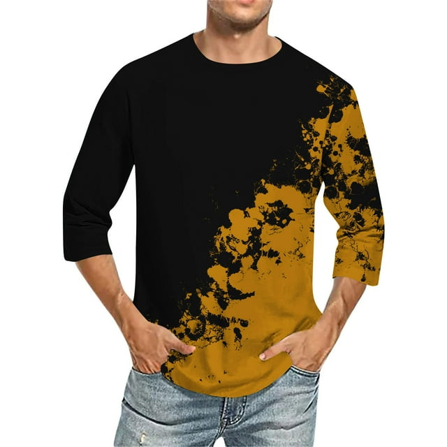 Birdeem Chemises pour Hommes Imprimé Col Rond Mode Décontractée Manches Courtes Blouses