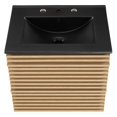 thumbnail image 6 of Wall Mount Sink Vanity Cabinet, Brown Oak Black, Wood, Mid Century Hotel Bedroom Bathroom, Modern Contemporary HB33654, 6 of 9