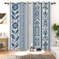 thumbnail image 5 of Lfeey Navy Blue Floral Geometric Blackout Curtains 96 inch Long for Bedroom, Boho, Room Darkening Grommet Window Drapes, 2 Panels, 5 of 7