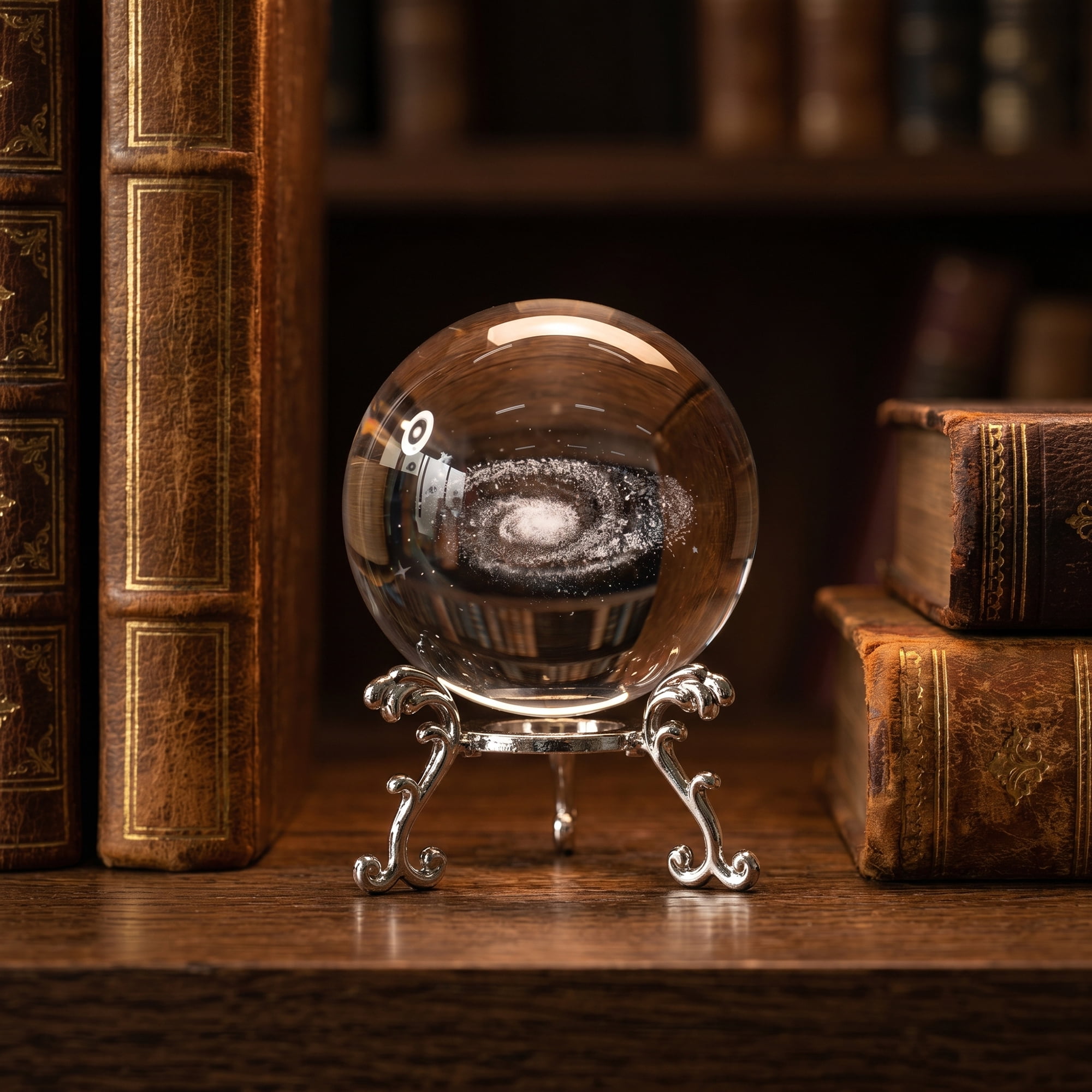 Unique Bargains Crystal Ball Figurine 3D Glass Paperweight with Base Clear Style B