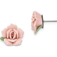 thumbnail image 1 of Silver-tone Pink Porcelain Rose Post Earrings, 1 of 5