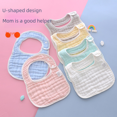 thumbnail image 2 of Babero en forma de U, toalla para saliva de bebé, gasa de algodón engrosada de 8 capas, color liso, babero antiescupitajos para bebés recién nacidos masculinos y femeninos, 2 of 5