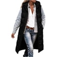 thumbnail image 5 of Cmfcve Womens Plus Size Puffer Vest Long Hooded Sleeveless Jacket Zip Snap Front Winter Casual Layering Outerwear, 5 of 9
