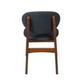 thumbnail image 5 of Ouuuhlala Lily Dark Blue Rubber Wood Fabric Dining Chair with Brown Leg (Set of 2), 5 of 7