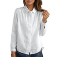 thumbnail image 2 of Womens Long Sleeve Shirts Button Down Blouses Collared Solid Color Fashion Business Tops, 2 of 4