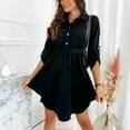 thumbnail image 2 of Ichuanyi Woman Dress, Summer Women's Fashion Casual Lapel Solid Color Button Long Sleeve Slim Fit Belt Dress(Includes Belt), 2 of 8