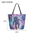 thumbnail image 5 of FORMRS Womens Canvas Tote Bag with Zipper Inner Pocket Shoulder Handbag, Astronaut Pattern, 5 of 7
