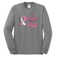 thumbnail image 2 of In October We Wear Pink Awareness Mens Long Sleeve Shirt, Heather Grey, Large, 2 of 3