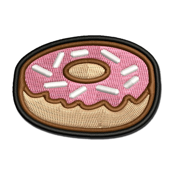 Donut with Sprinkles Applique Multi-Color Embroidered Iron-On Patch - 2.5 Inch Small