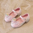 thumbnail image 3 of Princess Ballet Flats for Girls Toddler Kids Crystal Rhinestones Glitter Bow Low Heels Dress Shoes Pink, 3 of 6