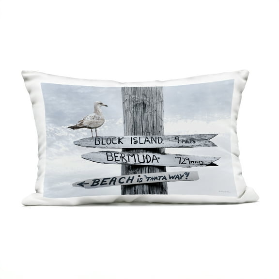 Stupell Industries Vacation Beach Signs with Seagull Design by Robin-Lee Viera Outdoor Printed Pillow