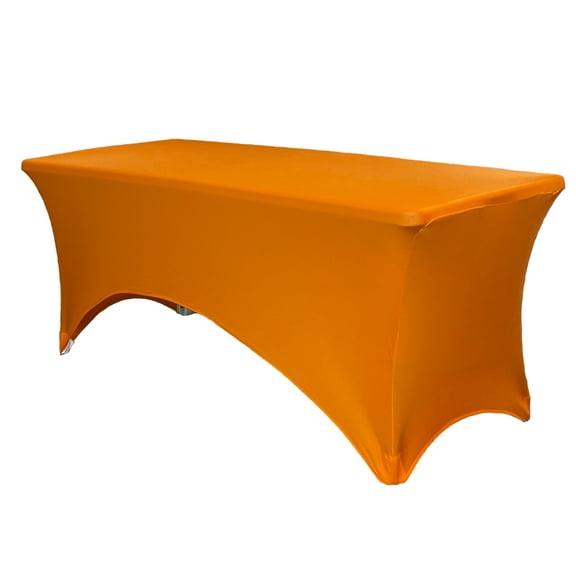 Your Chair Covers - 6 FT Durable Rectangular Spandex Table Cover Orange