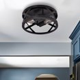 thumbnail image 1 of Modern Flush Mount Light Fixture, 2-Light Farmhouse Metal Cage Drum Ceiling Light Fixture in Black Finish, 1 of 6