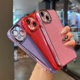 thumbnail image 5 of Compatible with iPhone 13 Mini Case for Women Girls, Glitter Luxury Cute Flexible Plating, Shockproof Full Camera Lens Protective Phone Cases for iPhone 13 Mini Cute 5.4''- Red, 5 of 12