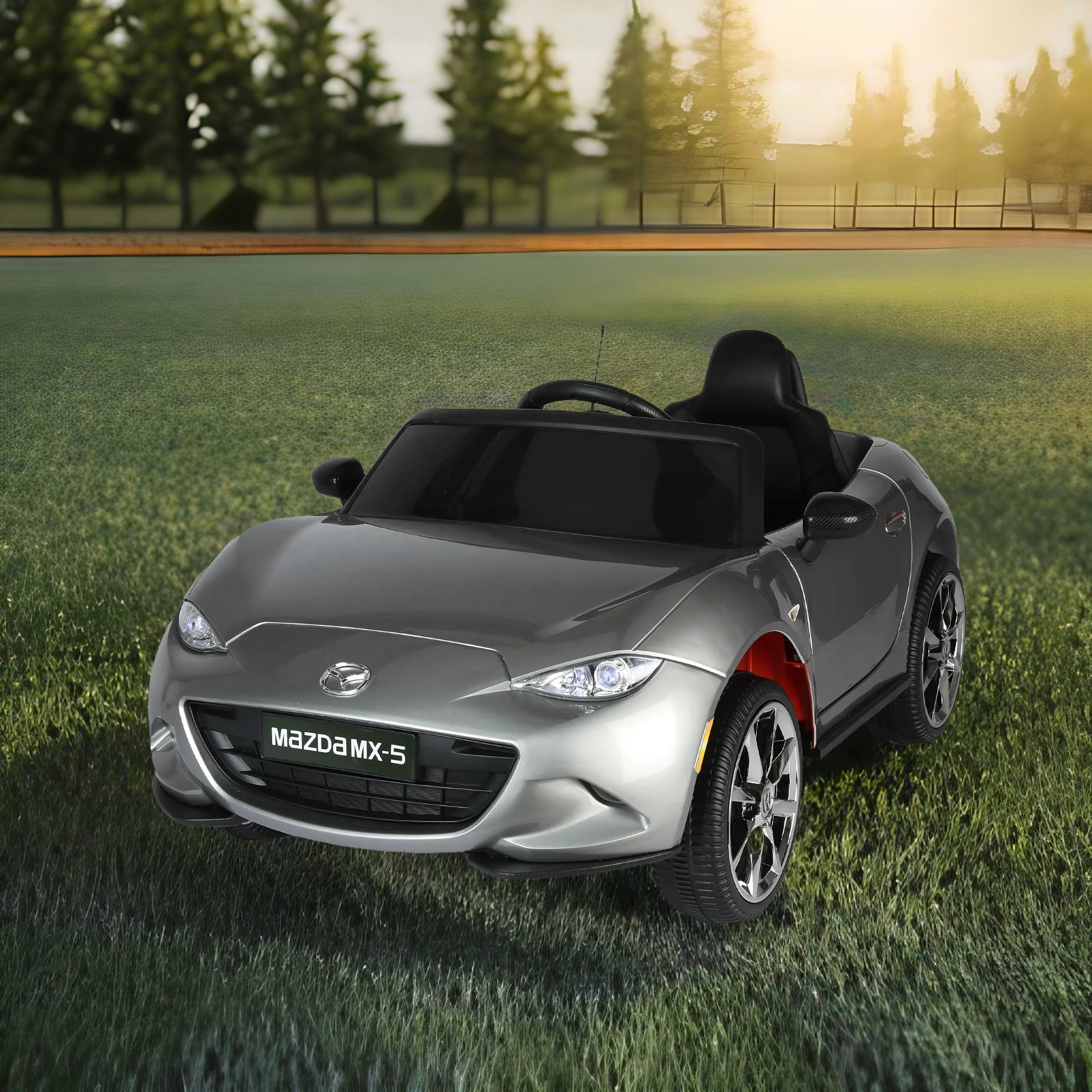 Resenkos Licensed MAZDA MX-5 RF Electric Vehicle, 12V Kids Ride On Car 2.4G with Parents Remote Control, Three Speed Adjustable, Grey