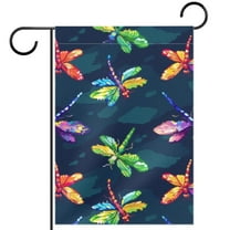 Pixel Colorful Bright Dragonflies Double Sided Garden Flag Decorative Weather Resistant Yard Flag, Large DIY Vertical Flag for Farmhouse Patio Lawn, 28x40 Inch