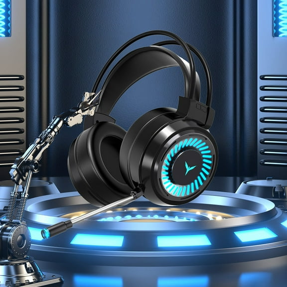 Bluetooth Headphones Stereo Gaming Headset Noise Cancelling Over Ear Headphones With Mic, LED Light, Bass Surround Wireless Headphones