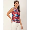 thumbnail image 3 of Moomaya Sleeveless Boat Neck Printed Georgette Top - Women's Elegant Top, 3 of 9