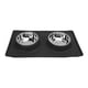 thumbnail image 2 of Cuenco para mascotas, plato de agua plegable antideslizante de silicona, cuenco doble para alimentación para perros pequeños y medianos (negro), 2 of 12