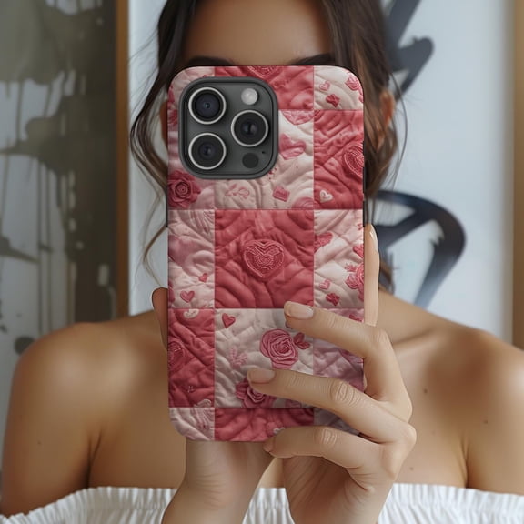 Floral Heart 3D Patchwork Romantic Valentine Gift Phone Case for iPhone 17 to 11 Pro Max
