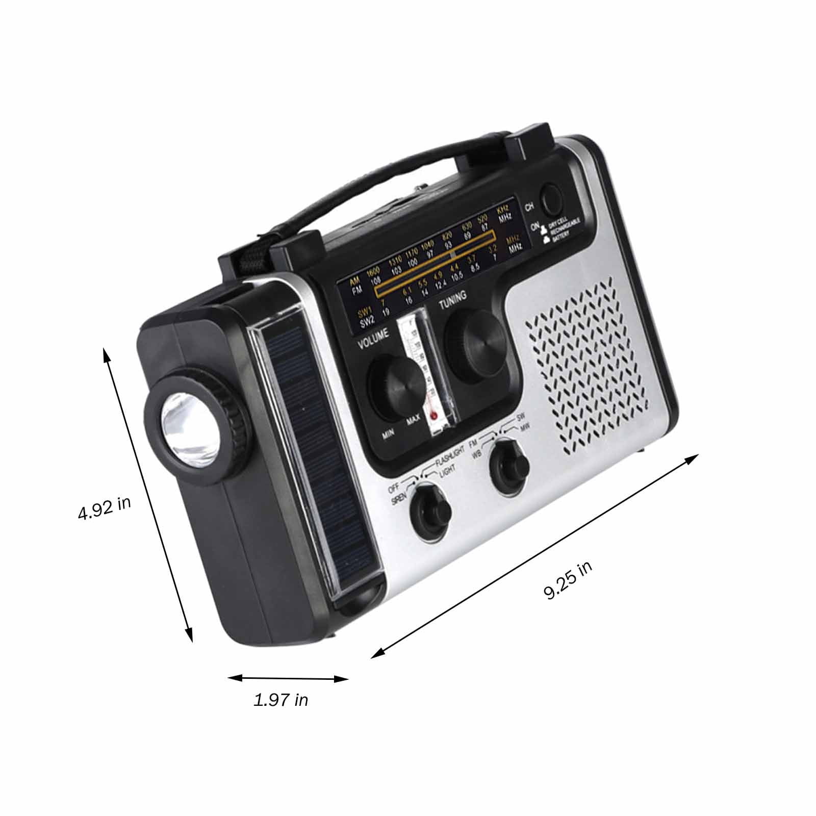 Tiitstoy AM/FM/SW Radio,Solar Hand Crank Portable Survival Emergency Radio,Rechargeable Battery Power Bank USB Cellphone Charger,Camping Flashlight Lantern,SOS Alarm
