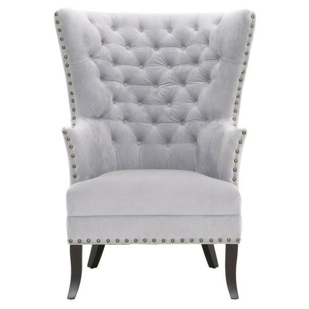 Just under 36 high and you can adjust its height to fit best chair: bristol wingback accent chair velvet