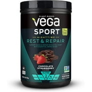 Vega Sport Nighttime Rest & Repair Plant-Based Recovery Protein Powder, Chocolate Strawberry, 15 servings (14.2oz)