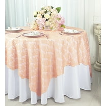Wedding Linens Inc. 72 in x 72 in Lace Table Overlays, Lace Tablecloths Square, Lace Table Overlay Linens, Lace Table Toppers for Wedding Decorations, Events Banquet Party (1pc) - Apricot / Peach