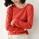thumbnail image 2 of Tops formales,Blusa de punto de color liso para mujer, manga larga, cuello redondo, material acrílico, top informal de moda para uso doméstico y diario, sopatenor, 2 of 8