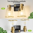 thumbnail image 3 of Deyidn 2-Light Black Gold Mid Century Modern Vanity Lights with Clear Glass Shades, 3 of 6