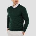 thumbnail image 2 of JTieacloth Men's Pullover Sweaters Male Autumn And Winter Smooth Comfortable Lightweight Drapey Soft Skin Friendly Textured Slim Fitting Round Neck Long Sleeved Sweater(Green), 2 of 5
