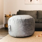 Big Joe Fuf Small Foam Filled Bean Bag Chair, Gray Plush, Soft Polyester, 2 feet