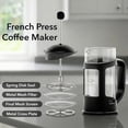 thumbnail image 3 of OVENTE French Press Coffee Maker 12 Ounce with Heat Resistant Borosilicate Glass & Stainless Steel 4-Level Filtration System, Portable Cold Brew Coffee Maker for Travel, Camping or Gift, Black FPT12B, 3 of 8