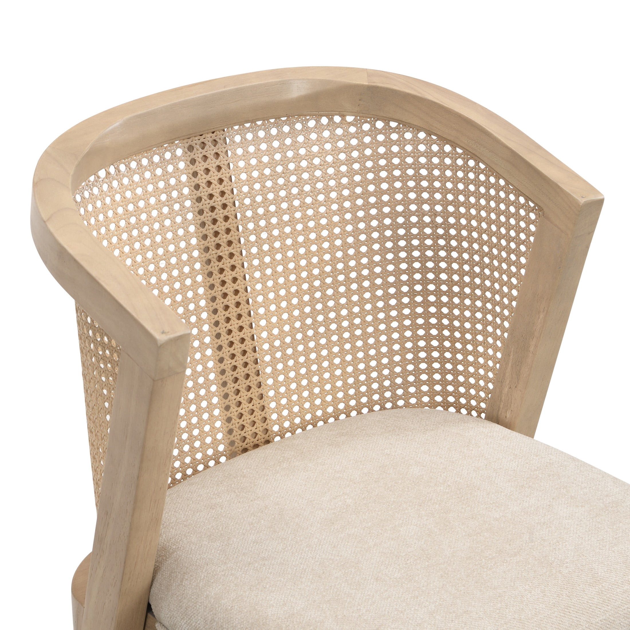 Christopher Knight Home Wood Dining Chairs with Cane Rattan Backrest, Light Ash+Beige, Set of 4