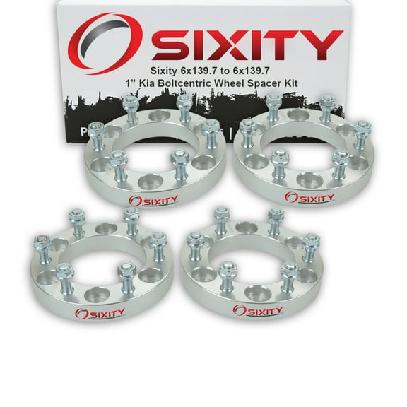 Sixity Auto 4 pc 1" 6x139.7 Wheel Spacers compatible with Kia Sedona M12x1.5mm 1.25in Studs Lugs
