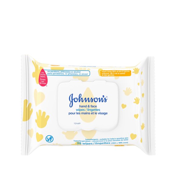 Johnson’s Lingettes pour les mains et le visage, 25 u.